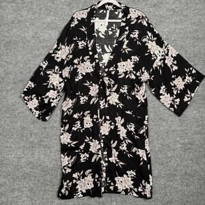 Spiritual Gangster Womens One Size Maya Kimono Cardigan Black Floral Rayon